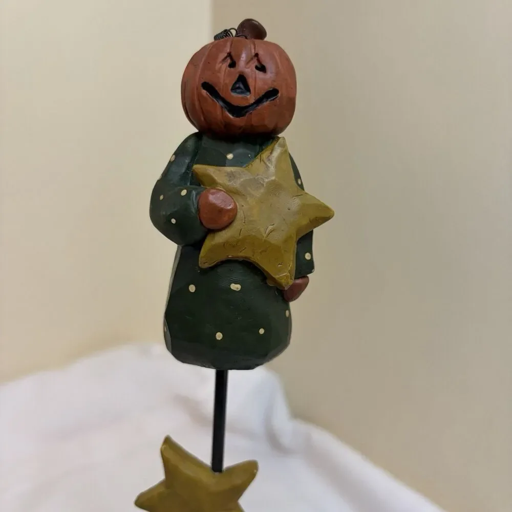 Blossom Bucket Halloween Pumpkin Man Moon Pedestal By Suzy Skoglund 13